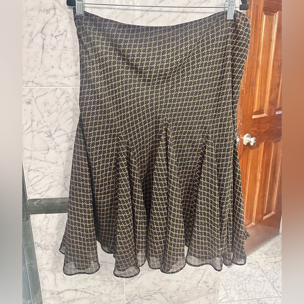 Lauren Ralph Lauren black/brown classic Midi Skirt – Flowy Chiffon – Size L